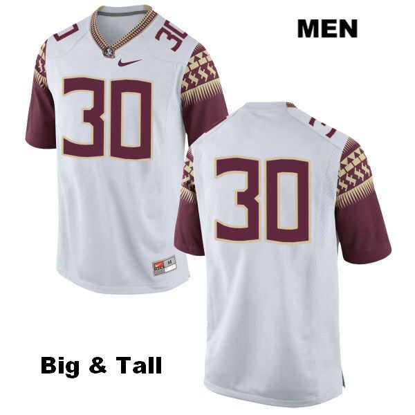 Men's NCAA Nike Florida State Seminoles #30 Jalen Wilkerson College Big & Tall No Name White Stitched Authentic Football Jersey ZDT2369CK